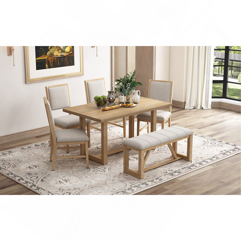 Ensemble de salle à manger 6 pièces en bois avec banc et mobilier de salle à manger