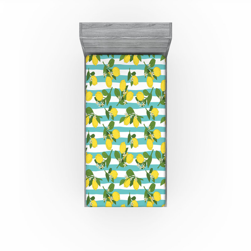 Ensemble de 2 draps-housse Ambesonne Lemons, Drap-housse de taille simple