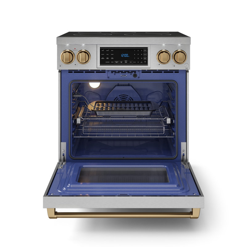 Cuisinière électrique professionnelle 30 pouces avec panneau inclinable Gordon Ramsay de THOR Kitchen en acier inoxydable / bronze