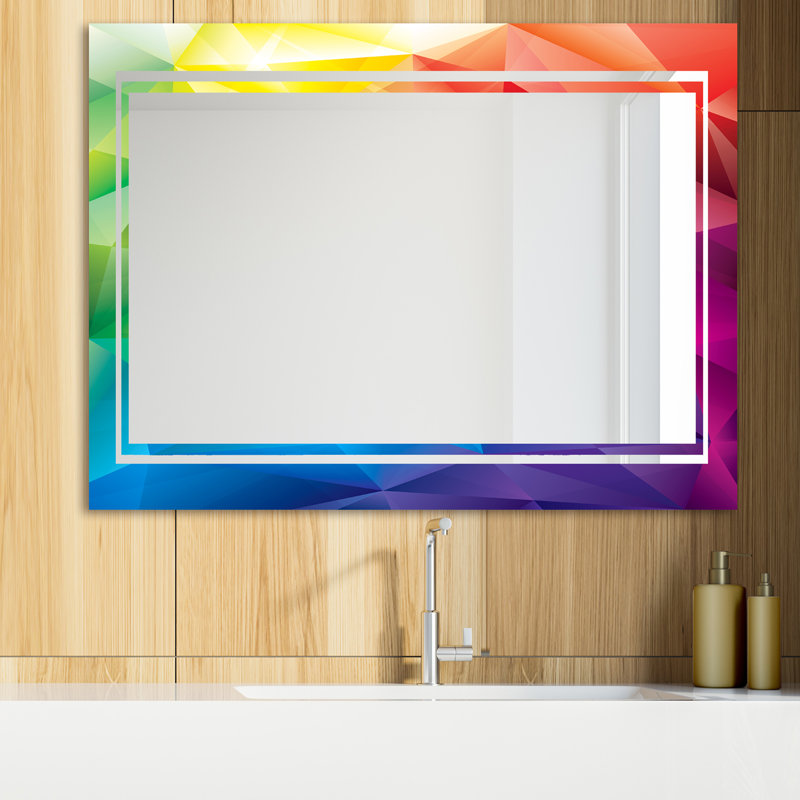 Triangular Colorfields Glam Bathroom / Vanity Mirror, 29.5" H x 39.4" W