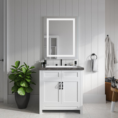 Bathroom Makeup Studio Durable LED Tempered Mirror,Dimmable Vanity Mirrors For Wall, Anti-Fog, 3 Colours Adjustable, Memory, Double LED Lights,192 Leds/M (32X 72)