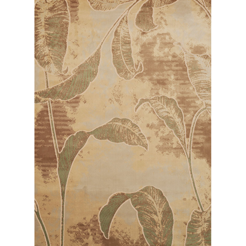 Tapis beige à motif floral Haleigh, Rectangle 1 pi 10 po x 3 pi