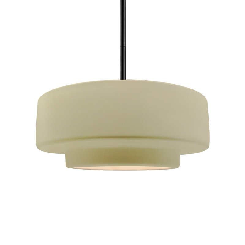 Luminaire suspendu à 1 lumière Meydan - DEL, Vanille lustrée, Noir mat, H 5,25 po x l 14,5 po x P 14,5 po