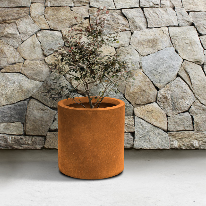 Gethsemane Handmade Pot Planter, Faux Rusty Metal, 13" H x 13" W x 13" D