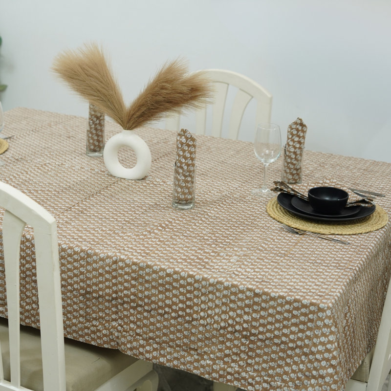 Nappe en coton imprimée à la main Red Barrel Studio® (10 places), Rectangle de 118 po