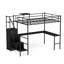 Lit mezzanine double avec bureau en forme de L, lumières à DEL et programmes - Protégé pour dormir en toute tranquillité