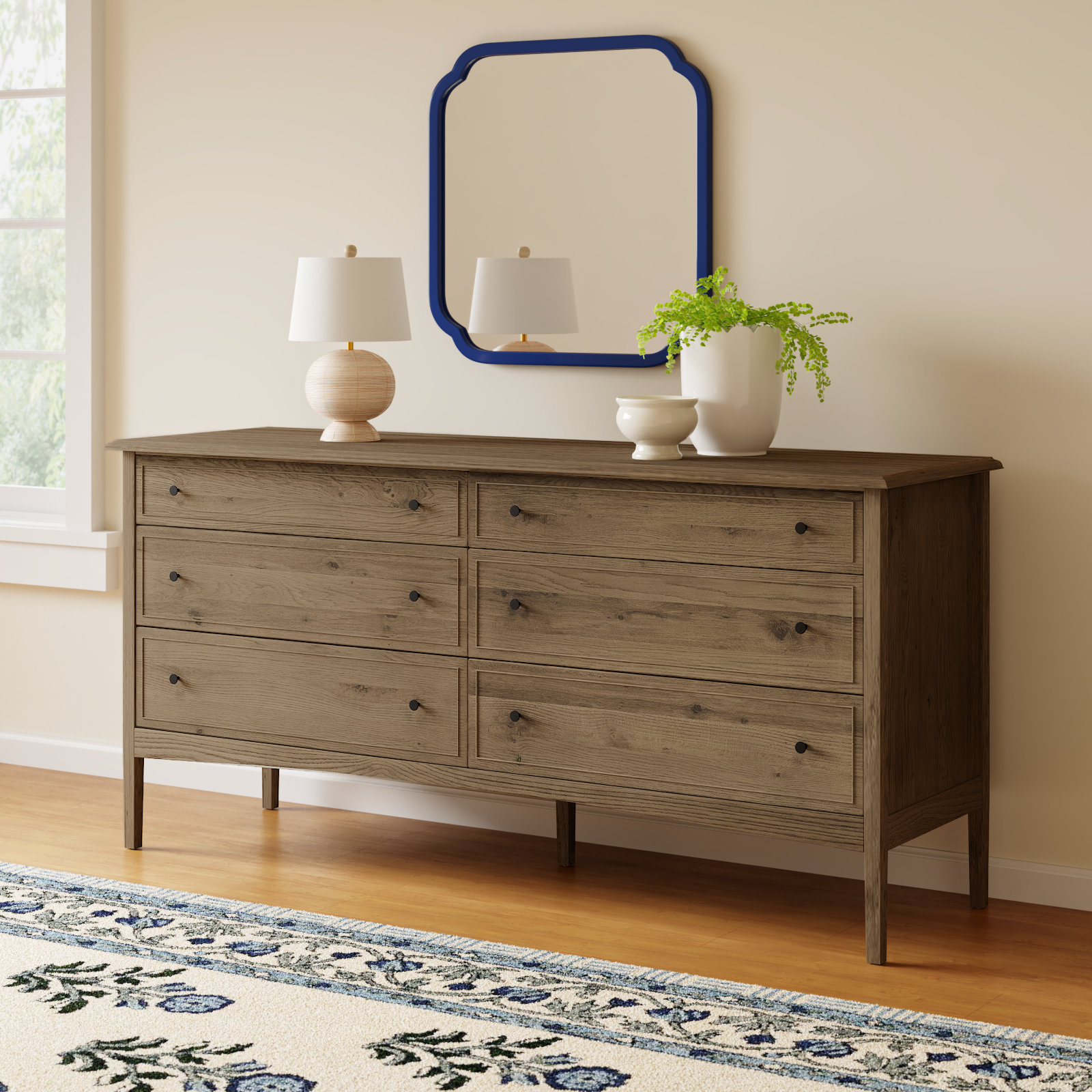 Kipp 6 Drawer Dresser, Light Brown