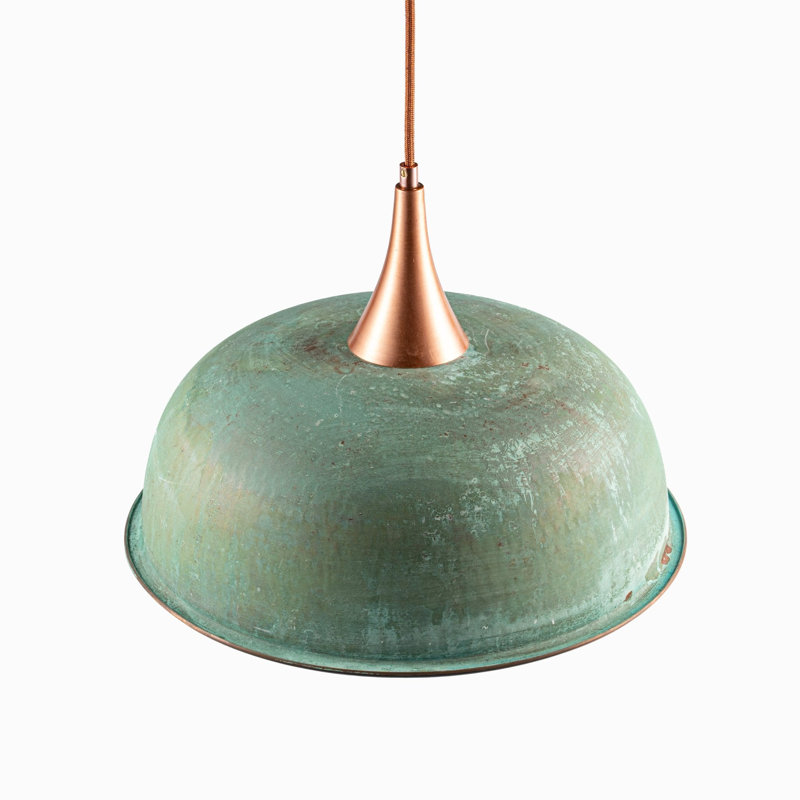 Luminaire suspendu en cuivre martelé fabriqué à la main ALFIQ pour la cuisine, la salle à manger et les espaces de vie, 14"