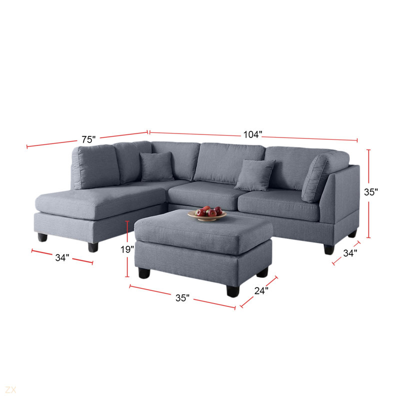 Canapé modulaire réversible en polyfibre avec repose-pieds