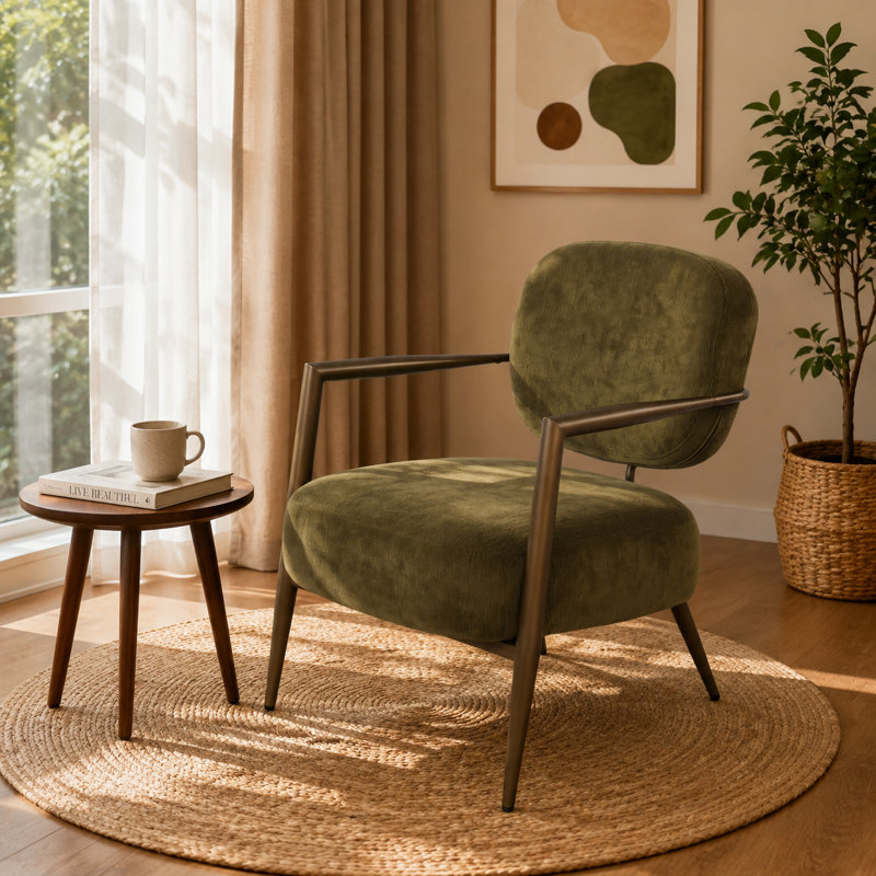 Fauteuil d'appoint 25,21 po, Tissu vert