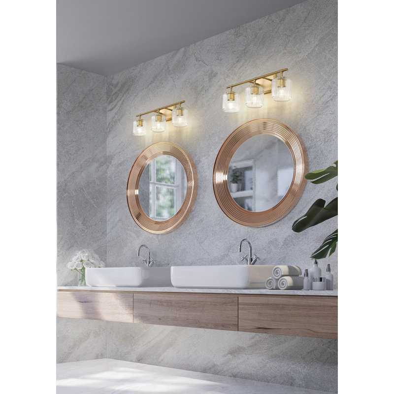 Braggs 3 Light Vanity, Brushed Gold