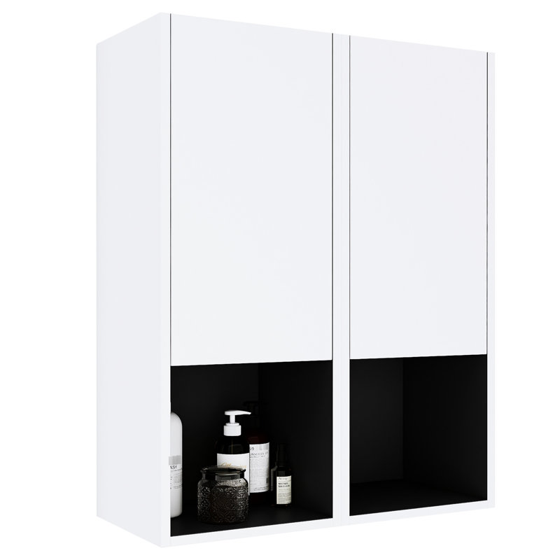 12" Bathroom Side Cabinet, Wall Mounted, 2 Soft Close Doors, White Fashion 12", Mounted Stylish Look Design