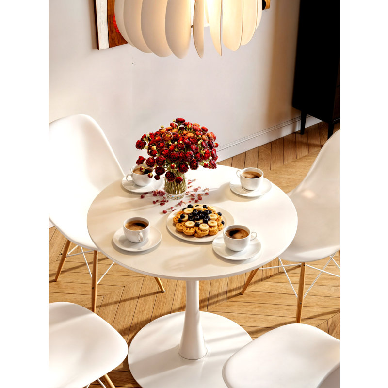 Table de salle à manger à piédestal, Blanc, H 28,9 po x L 31,5 po x l 31,5 po