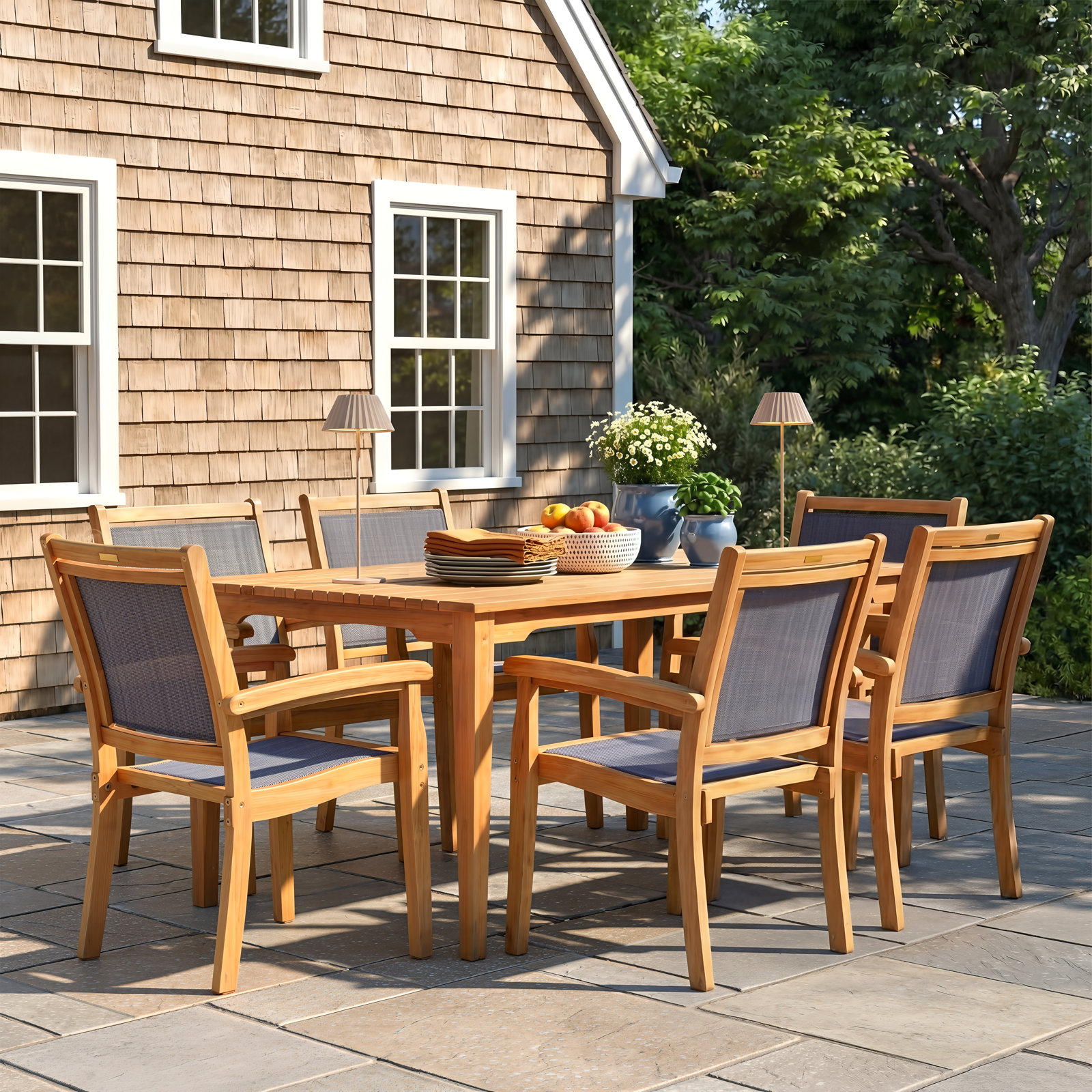 Fleur 64" Eucalyptus Patio Dining Set