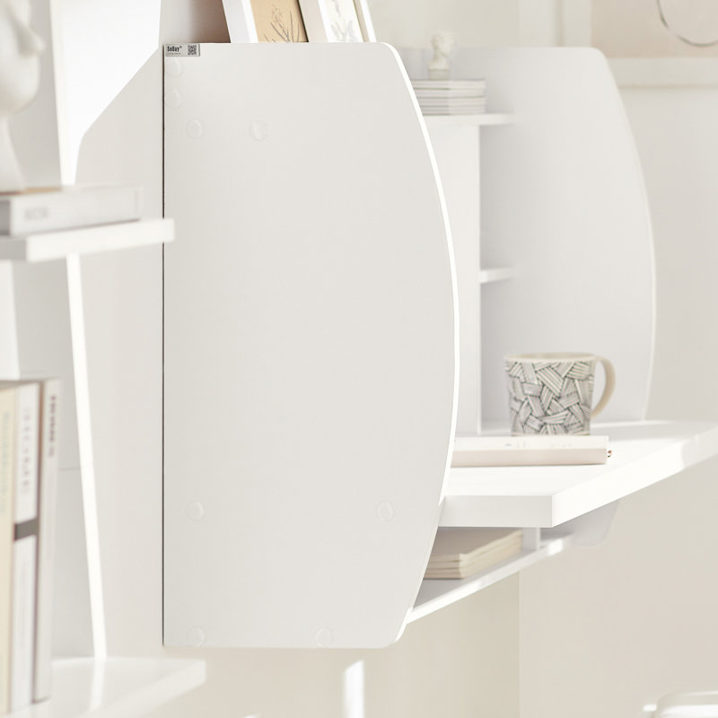 Raquon Small Floating Corner Desk Table for Small Space, White