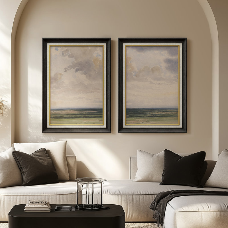 Ensemble de 2 œuvres d'art abstraites encadrées de qualité supérieure sur toile de qualité supérieure avec cadre de 26 po x 36 po
