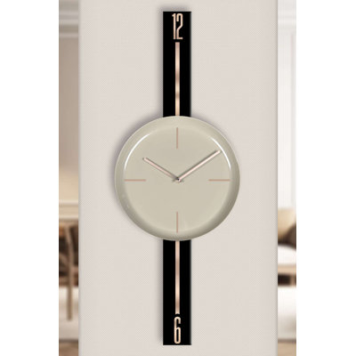 Horloge murale élégante 30 po x 31,5 po | Fabrication 100% acier, épaisseur: 0,04 pouce | Design élégant noir et cappuccino, parfait pour la décoration de la maison ou du bureau, pièce décorative moderne et élégante