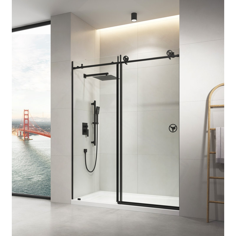 Porte de douche coulissante sans cadre avec verre transparent