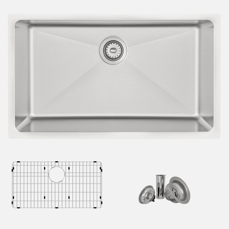 31-Inch Stainless Steel Drop-In Kitchen Sink with Grid and Strainer