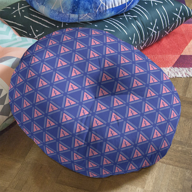 Coussin Theo Nath, 26 po x 26 po, Bleu / Rose