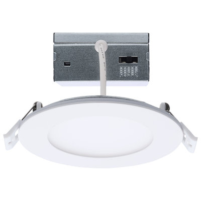 9 Watt LED Direct Wire Downlight With Night Light 4 Inch Remote Driver CCT Selectable Dimmable Round White Finish