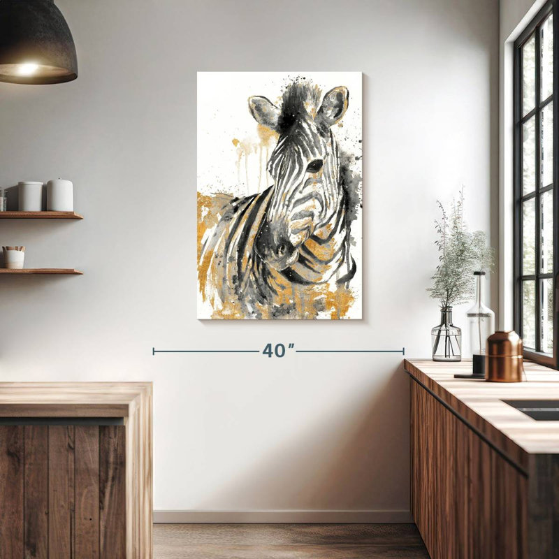 Brampt Water Zebra With Gold, 39" H x 26" W