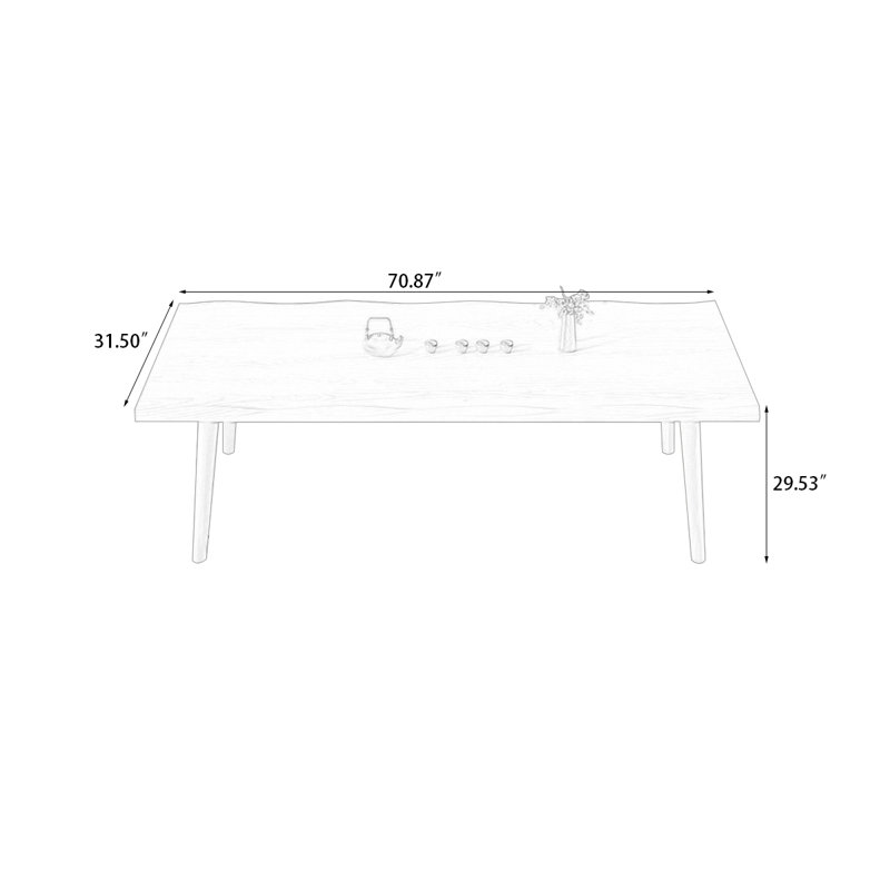 Brown Rectangular Solid Wood Dining Table, 29.53"H x 70.87"L x 31.5"W