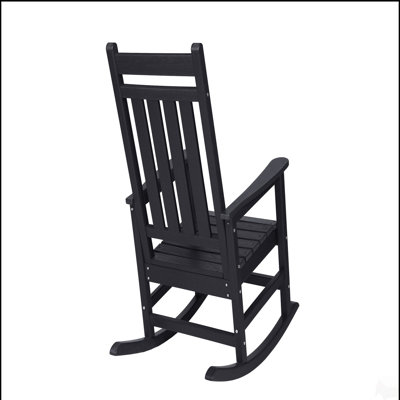 Oversized Rocking Chair with Wood-Texture, Outdoor Rocking Chair for Adults, All Weather Resistant Porch Rocker for Lawn Garden