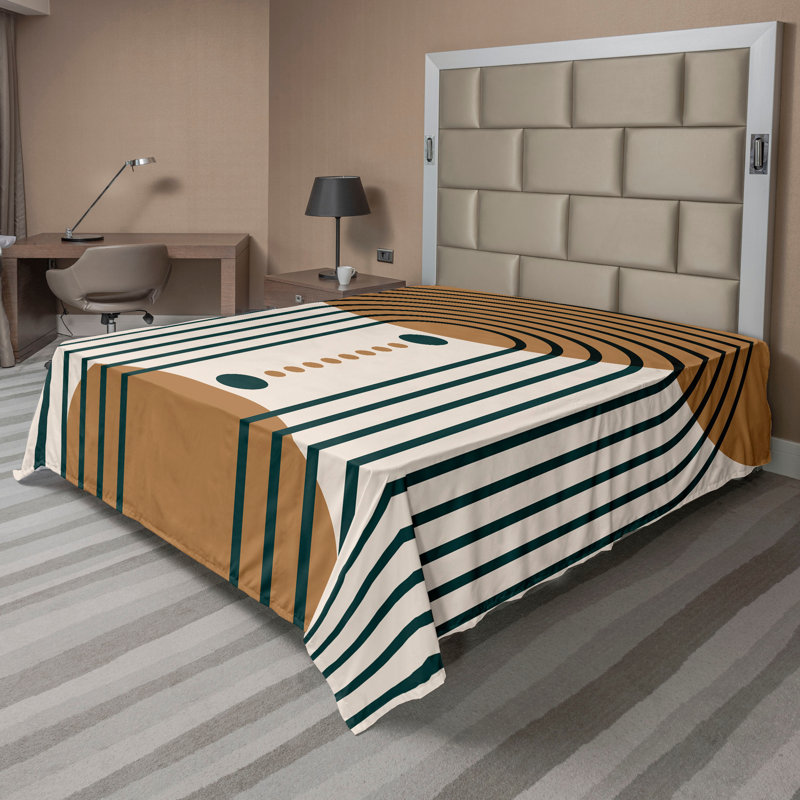 Drap plat moderne de style bohème Ambesonne, Full Flat Sheet, Cocoa Champagne/Dark Teal Abstract