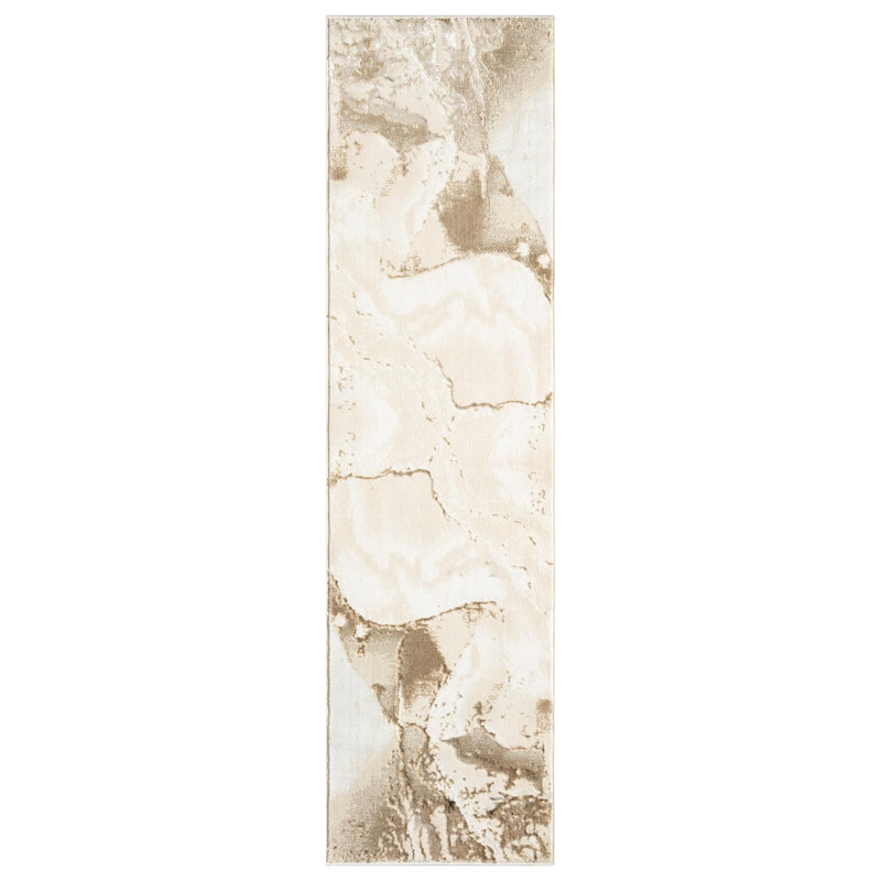 Nason Collection Abstract Beige/Cream Area Rug,, Runner 2'2" x 7'9"