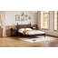 Lit plateforme en bois avec tête de lit en forme de gourde, lit plateforme de style rétro avec support à lattes en bois-633991465-633991466