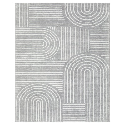 Celeta Abstract Rainbow Striped Area Rug - Colorful Modern Carpet for Living Room, Bedroom, or Office Decor