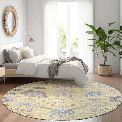 Machine Washable Indoor/Outdoor Cicel ACN1154 Yellow Rug
