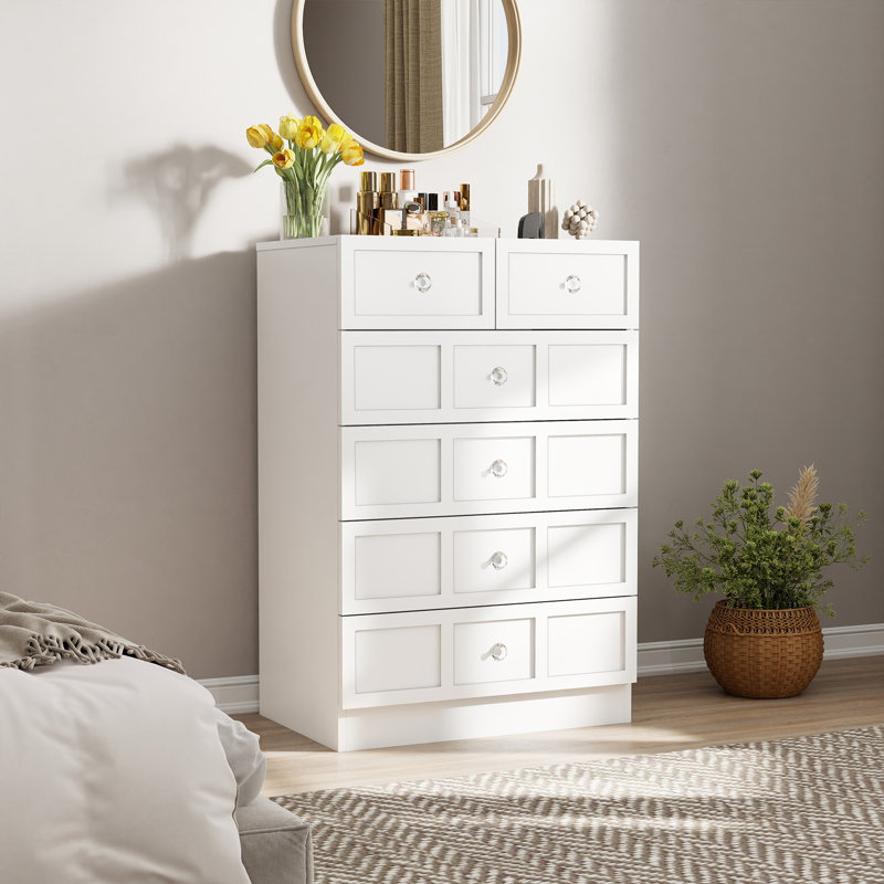 24'' W 6 - Drawer Dresser, Wood Dressers & Chests of Drawers for Bedroom, White