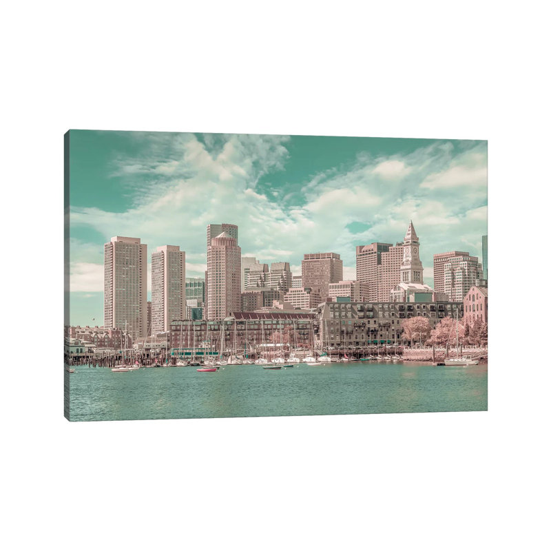 Boston Skyline | Urban by Melanie Viola - Wrapped Canvas Print, 20.32 cm H x 30.48 cm W