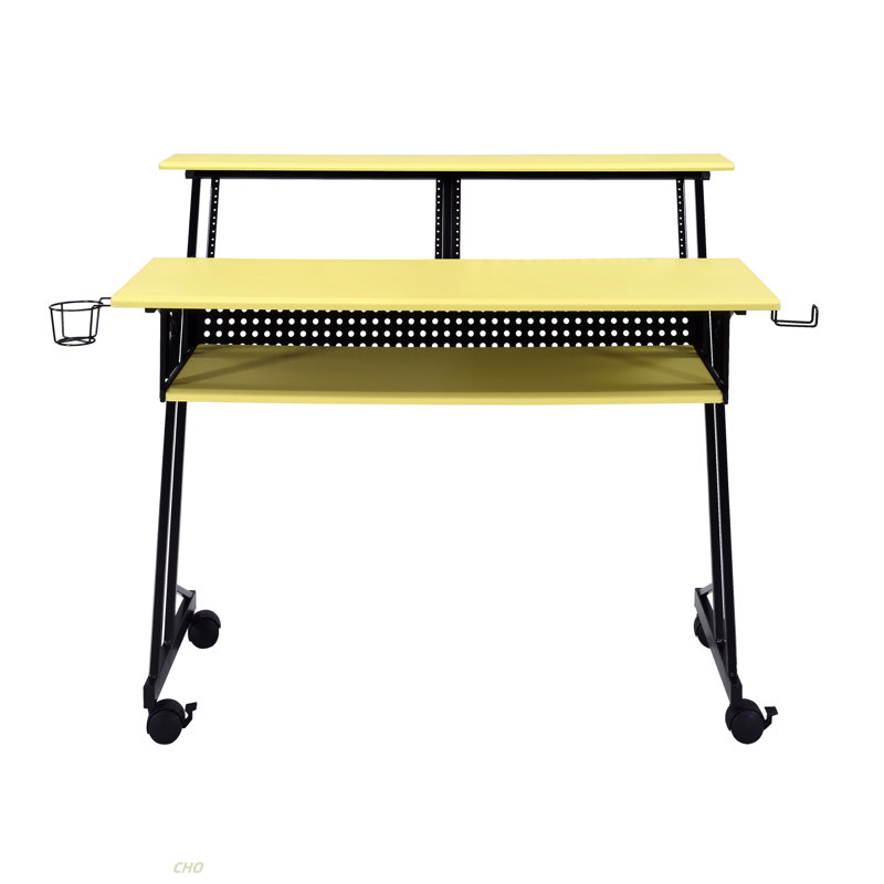 Yellow And Black Music Studio Desk With Keyboard Tray