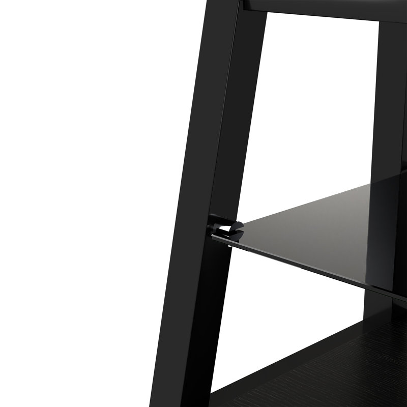 Verre trempé noir, meuble télé, pivotant, réglable en hauteur, tablettes à 3 niveaux et rangement, téléviseurs de 32 po et 65 po, charge de 180 lb, capacité de charge de gestion des câbles,