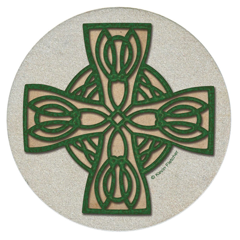 Paquet de 4 sous-verres en grès naturel Celtic Cross