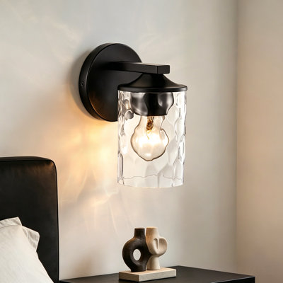 3-light 21 In. Matte Black/Brushed Nickel/Gold Vanity Light With Hammered Clear Glass Shades