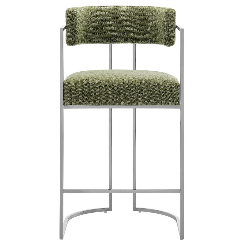 Huron Curved Back Fabric And Metal Counter Stool, Leaf