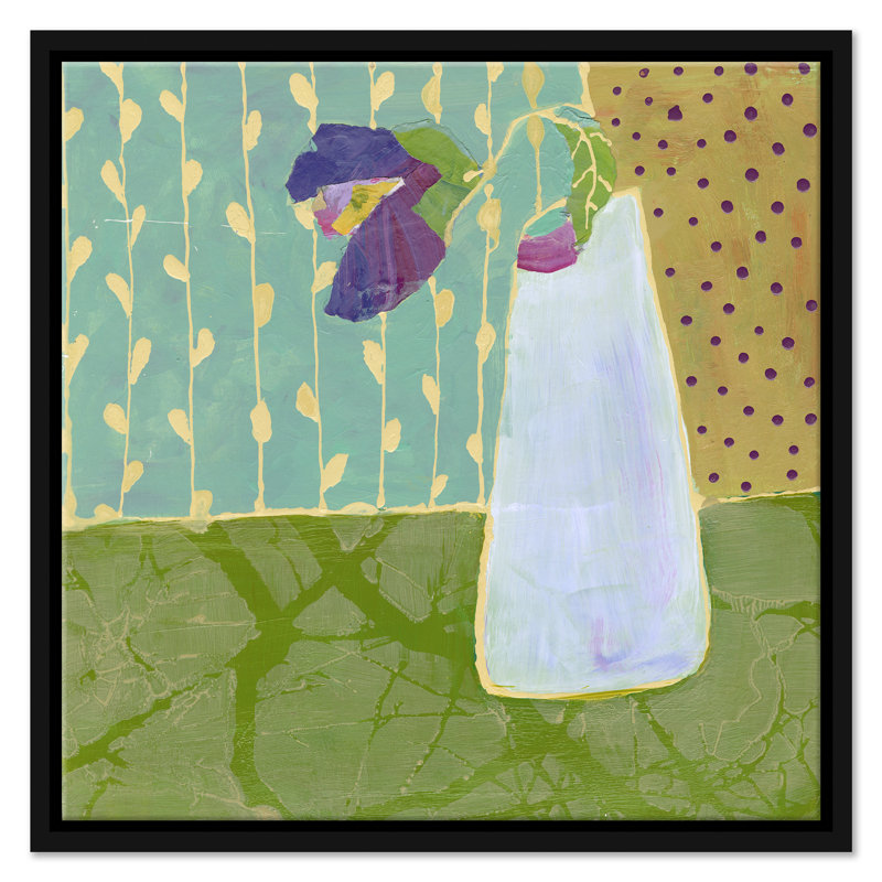 Iris in White by Jill Krasner - Single Picture Frame Painting on Canvas, Black
