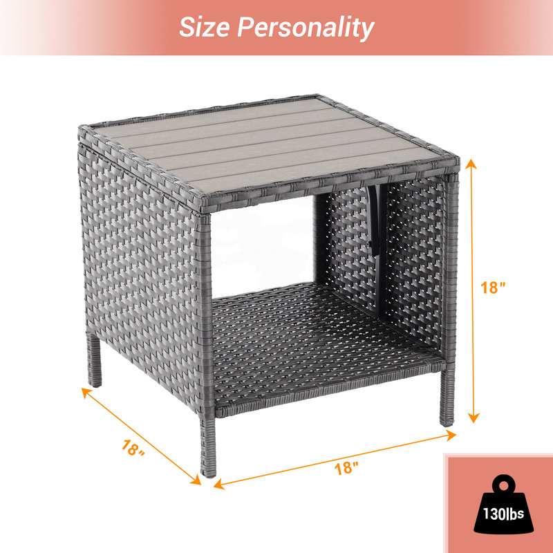Askwith Square 18'' L x 18'' W Outdoor Side Table, Gray