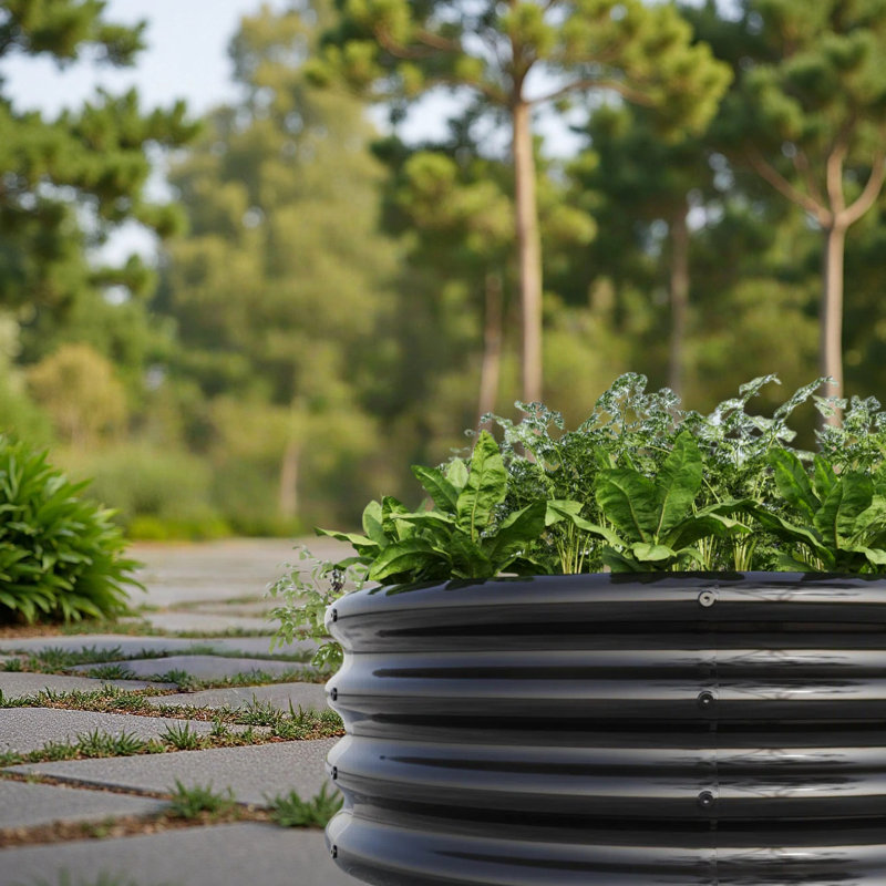 2Pcs W840116762 Galvanized Metal Raised Bed For Bean And Carrot Gardens, Double - Layer Corrosion, Withstand Shallow To Medium Rooting Herbs, Round Structure,
