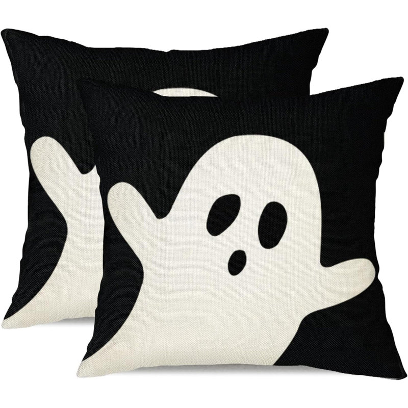 Housse de coussin d'Halloween 18 x 18 ensemble de 2 housses de coussin lombaire fantôme d'Halloween