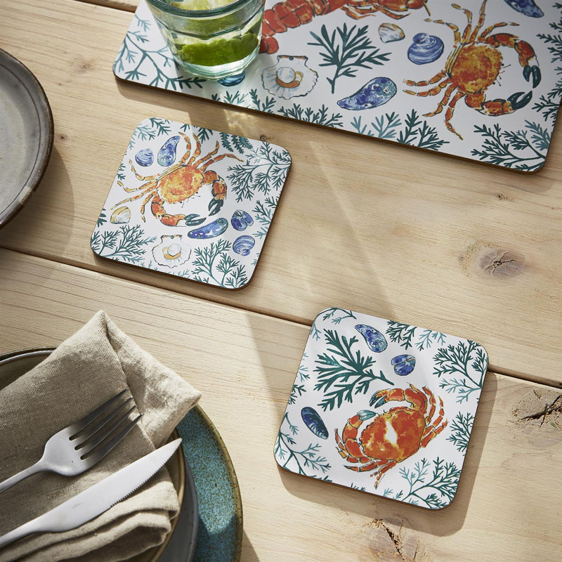 Shellfish Square 4 Piece Coaster Set