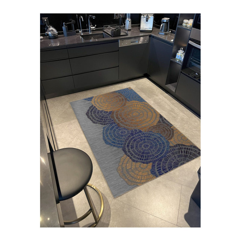 Tapis lavable moderne à motif tissé brun moderne, Sous-tapis rectangulaire 3 pi 11 po x 5 pi 11 po i