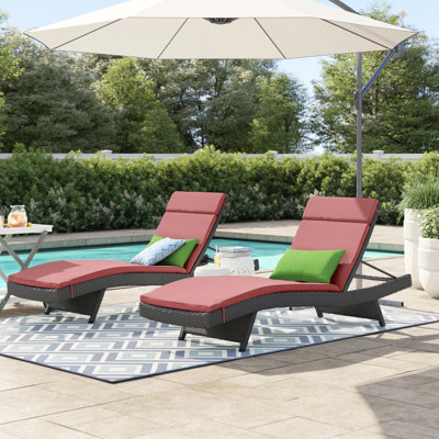 Billur 79.5" Long Reclining Chaise Lounger Set with Cushions