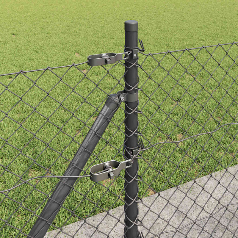 Vidaxl Chain Link Fence With Posts Steel, 40cm H x 1000cm W x 3.2cm D, Grey