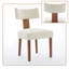 Ensemble de 2 chaises de salle à manger rembourrées avec structure en bois et tissu de lin, dossier ergonomique incurvé, chaises d'appoint modernes pour la salle à manger ou le salon-635037609