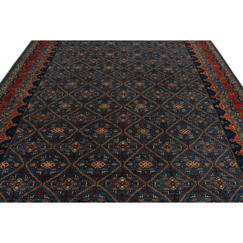 9x12 Navy and Red Traditional Rug